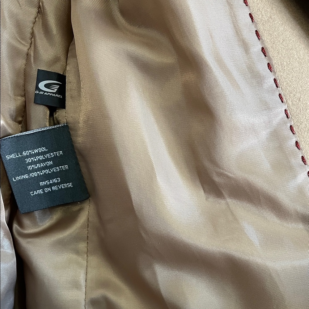 Kenneth Cole Reaction Camel Trench Coat with Belt wool blend - Picture 6 of 7
